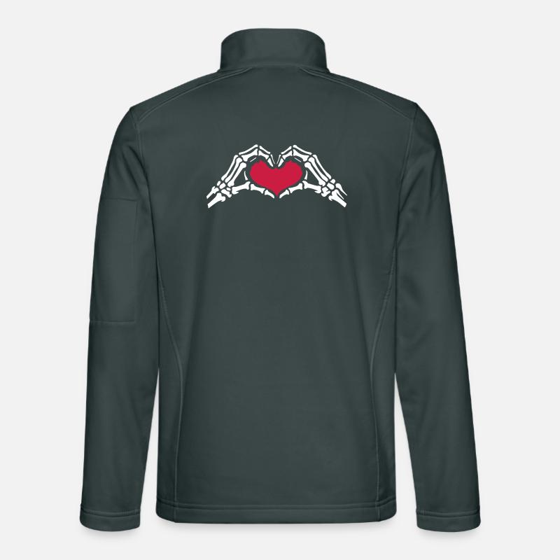Mains Squelettes Amour Cœur Saint-Valentin Veste en tissu softshell Unisexe