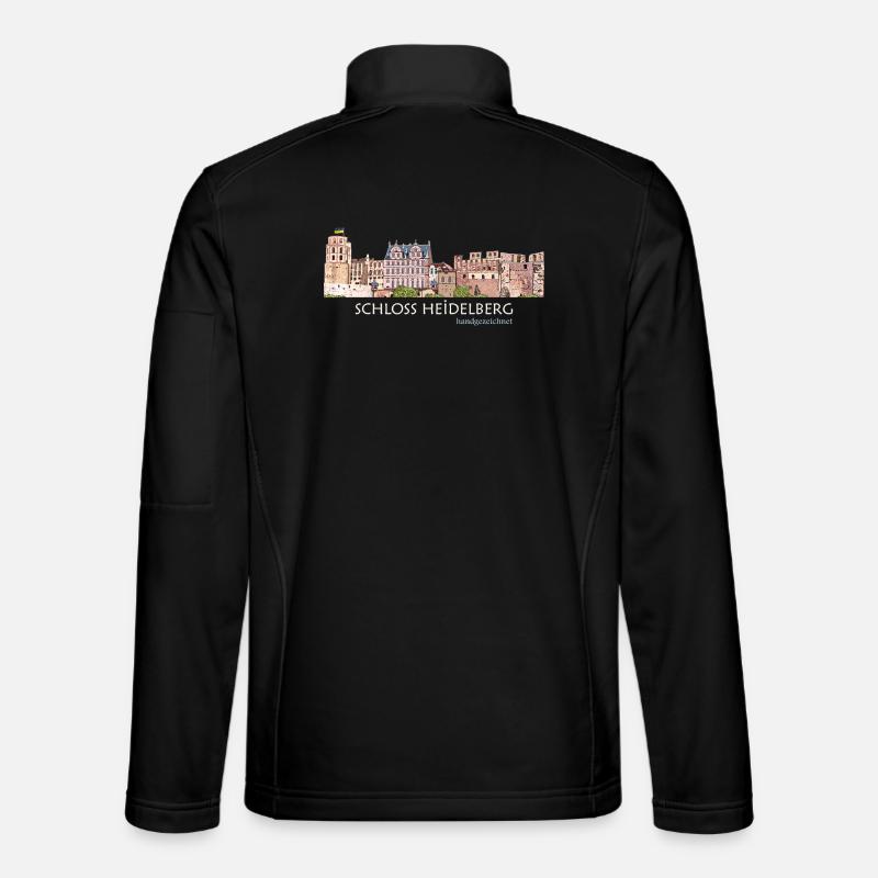 Heidelberg Schloss Panorama, Handzeichnung - Unisex Softshell Jacket - black