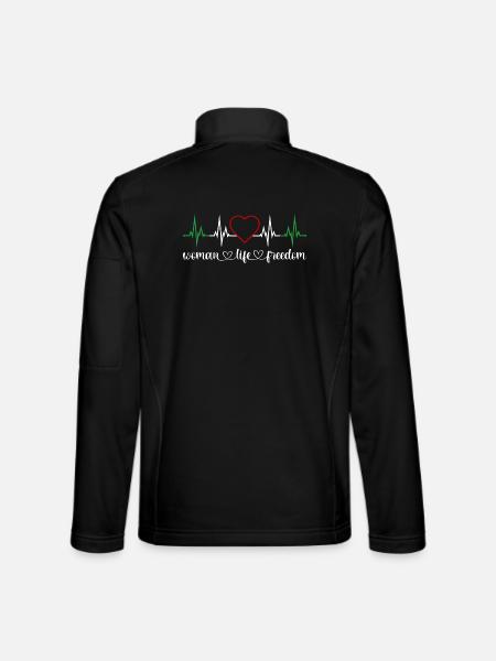 Vie de la femme Liberté Battement de cœur Droits des femmes Iran - Veste en tissu softshell Unisexe - noir - Dos