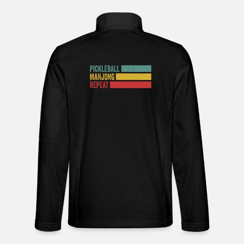 Rayures rétro répétées du pickleball Mahjong Veste en tissu softshell Unisexe