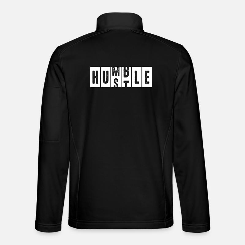 Humble Hustle Distressed Lettering - Unisex Softshell Jacket - black