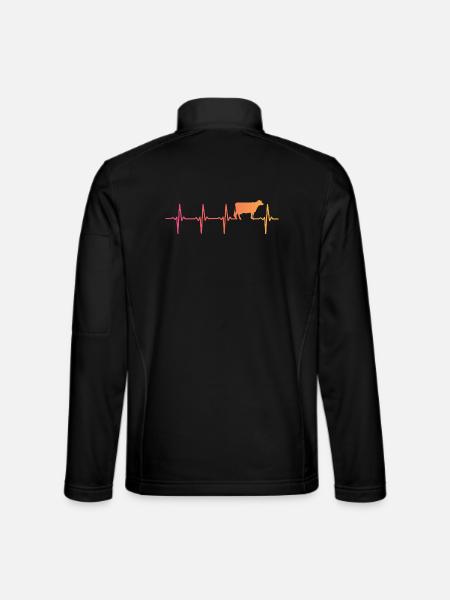 Cow Sunset Heartbeat Cows Farmer - Unisex Softshell Jacket - black