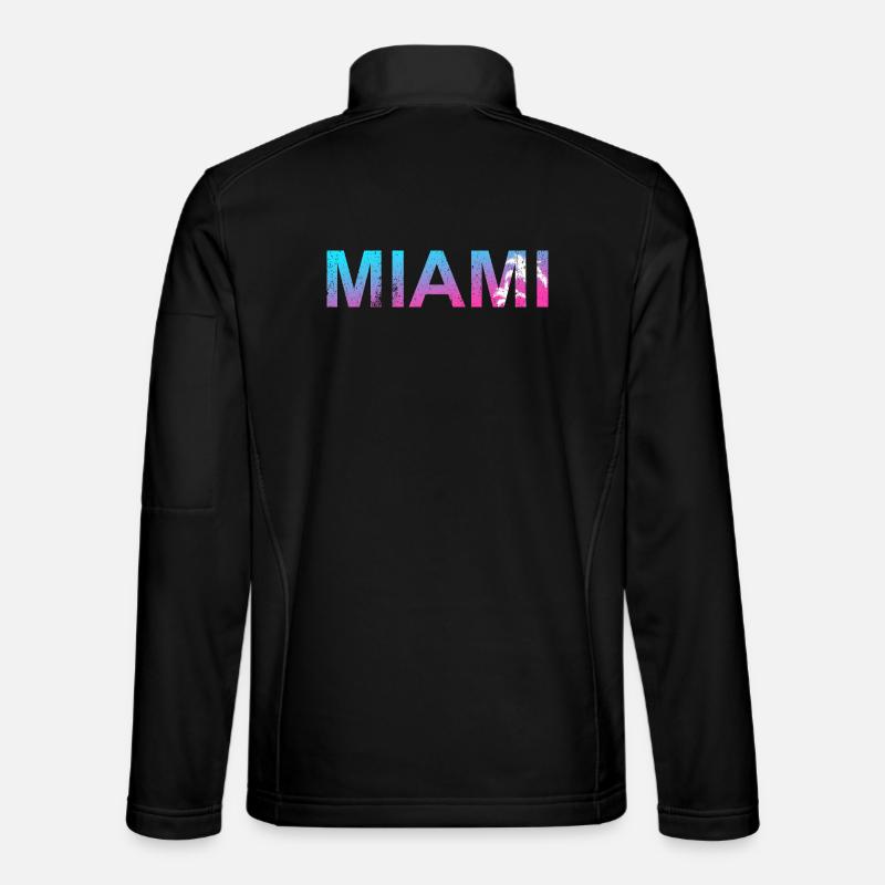 Miami Neon Palm Trees Sunset - Unisex Softshell Jacket - black