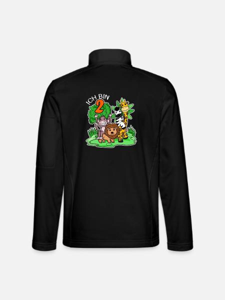 Ich bin 2 - 2. Geburtstag - Niedliche Tiere - Unisex Softshelljacke - Schwarz - Hinten
