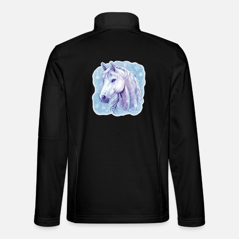 Pferd Schneeflocken  - Unisex Softshelljacke - Schwarz