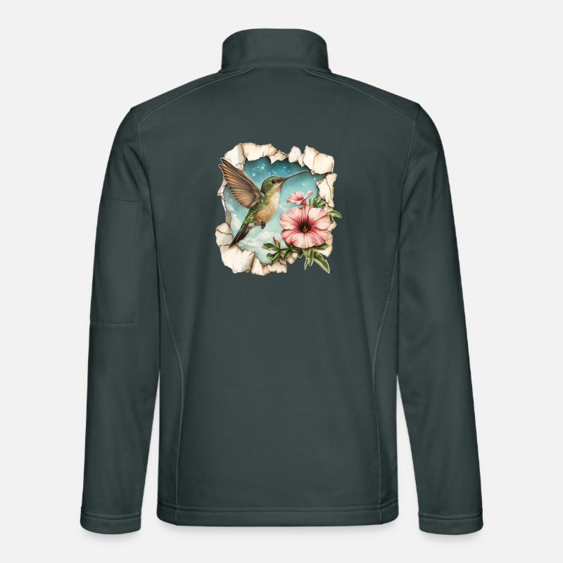 Kolibri mit Blüte Unisex Softshelljacke
