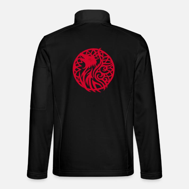 Roter Wolf und Glücksbringer - Unisex Softshelljacke - Schwarz