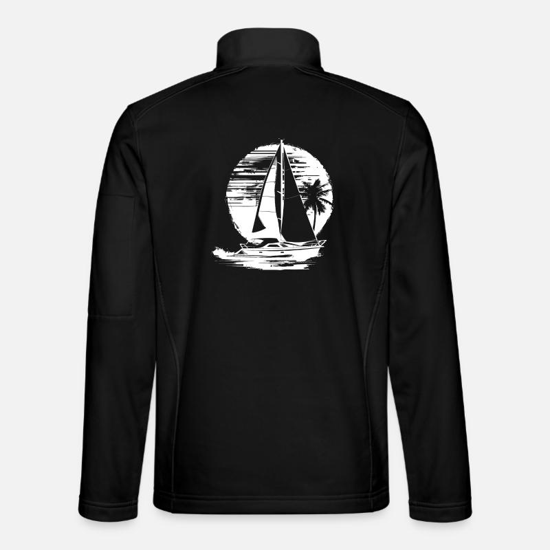 Segeln Zeichnung - Unisex Softshelljacke - Schwarz