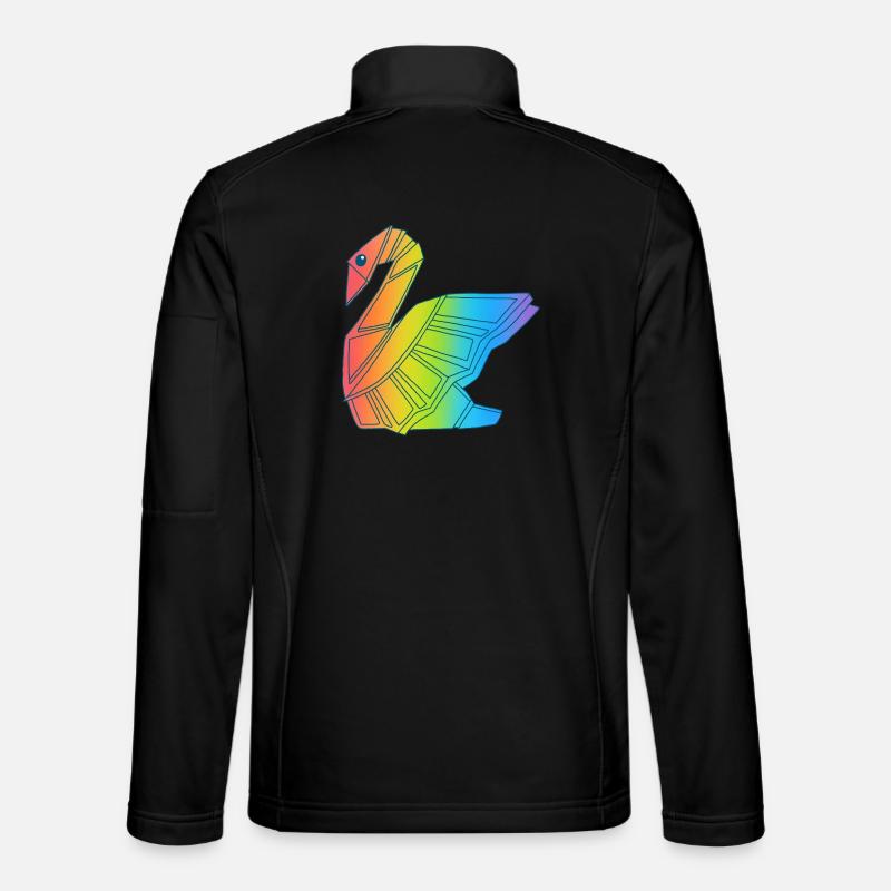 Regenbogen-Schwan - Unisex Softshelljacke - Schwarz