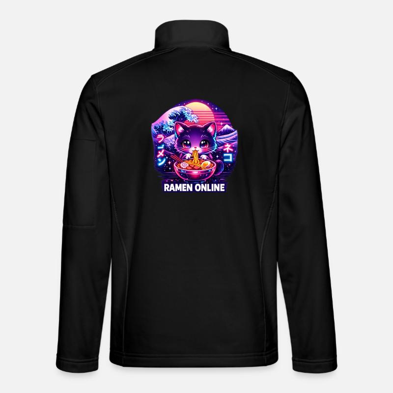 Ramen Neon Cat Kawaii Japan - Unisex Softshell Jacket - black