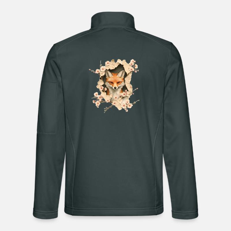 Fuchs mit Kirschblüten Unisex Softshelljacke