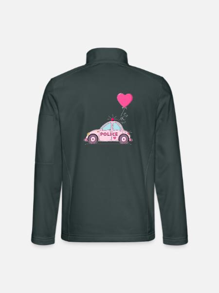 Police Heart Pink - Unisex Softshell Jacket - mouse grey - Back