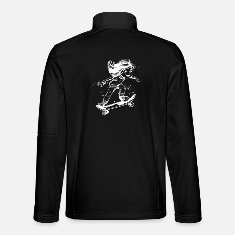 Skateboarding Mädchen Zeichnung - Unisex Softshelljacke - Schwarz