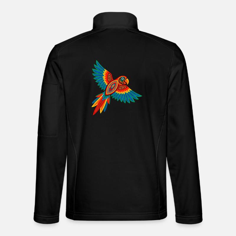 Bunter Mola Papagei - Unisex Softshelljacke - Schwarz