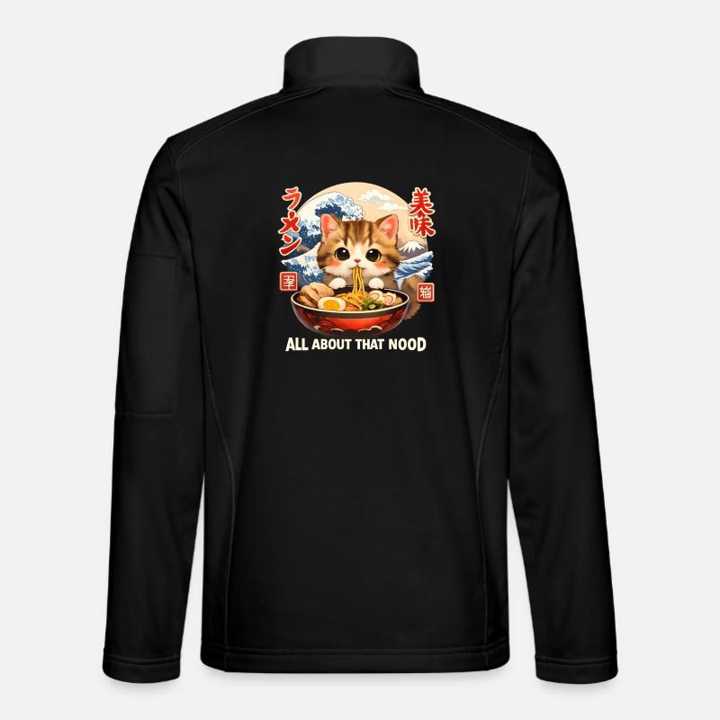Kawaii Kitten Ramen Anime - Unisex Softshell Jacket - black