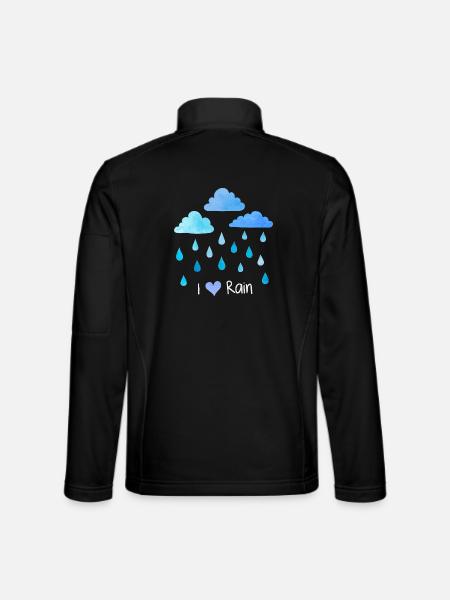 J’aime la pluie, les gouttes de pluie, les nuages météorologiques, l’humidité - Veste en tissu softshell Unisexe - noir - Dos