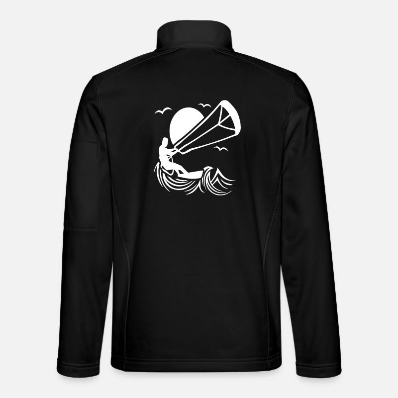 Kitesurfers in action silhouette - Unisex Softshell Jacket - black