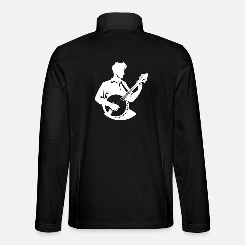 Banjo Player Drawing - Unisex Softshell Jacket - black