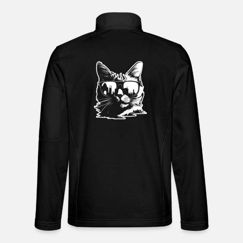 Sunglasses Cat Illustration - Unisex Softshell Jacket - black
