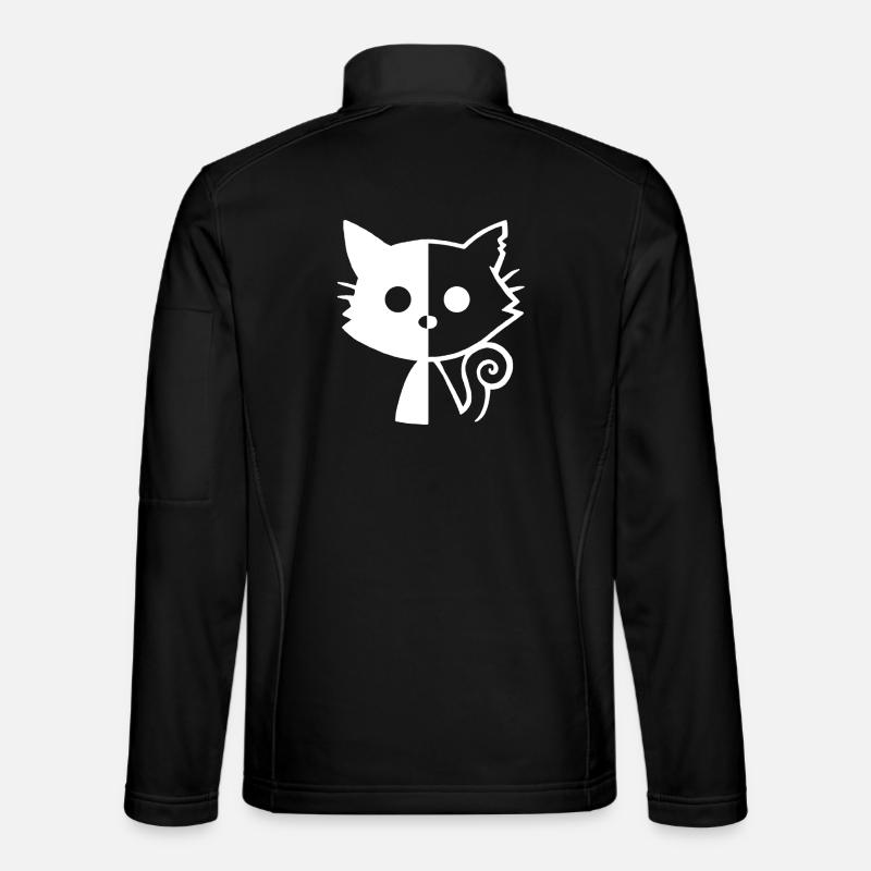 White Kitten Yin and Yang - Unisex Softshell Jacket - black