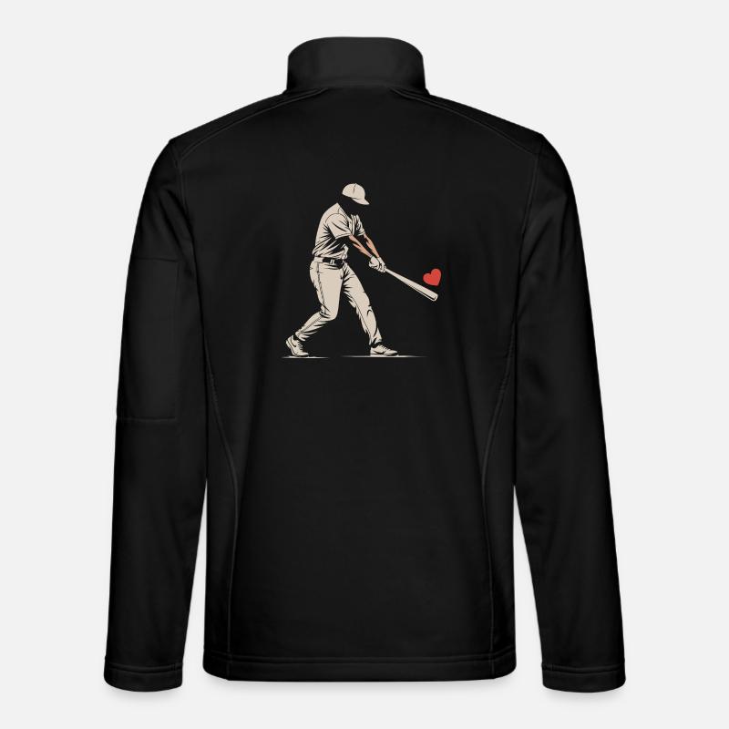 Silhouette Batter Baseball Valentines - Unisex Softshell Jacket - black