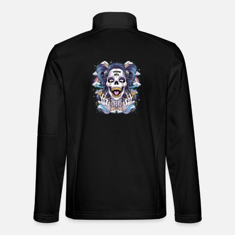 Crâne de squelette scintillant avec arc-en-ciel - Veste en tissu softshell Unisexe - noir