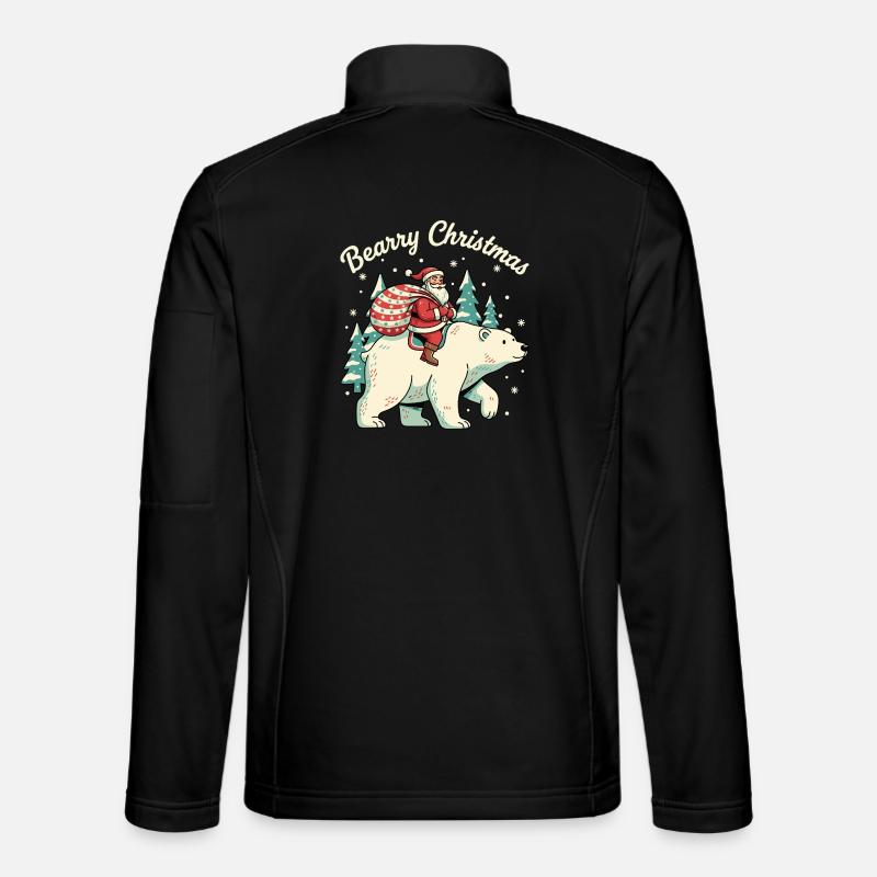Bearry Christmas Bear Santa Xmas - Unisex Softshell Jacket - black