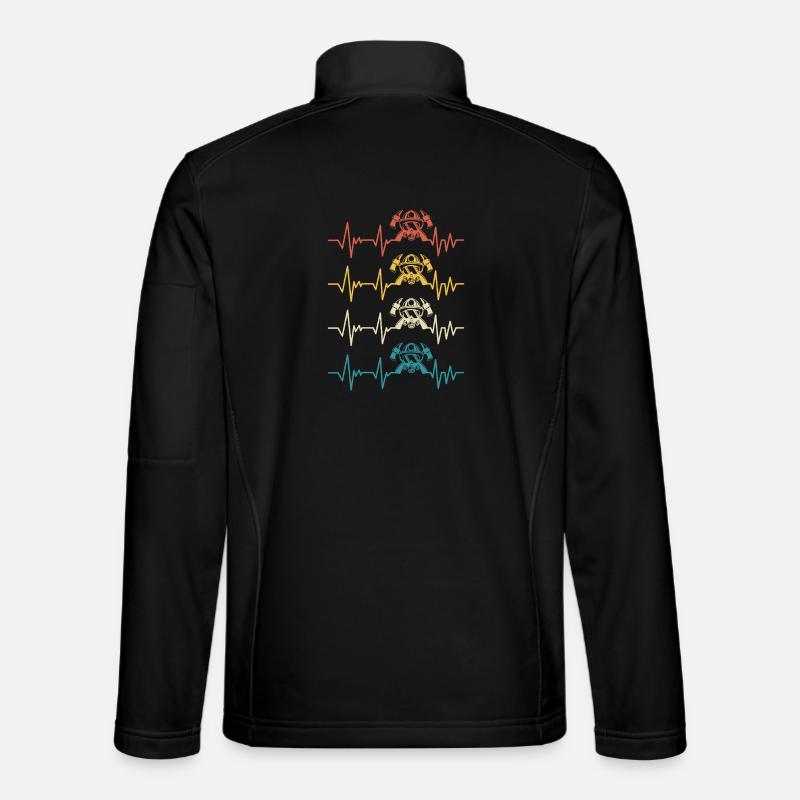 Retro Feuerwehrmann Herzschlag-Feuerwehrmann - Unisex Softshelljacke - Schwarz