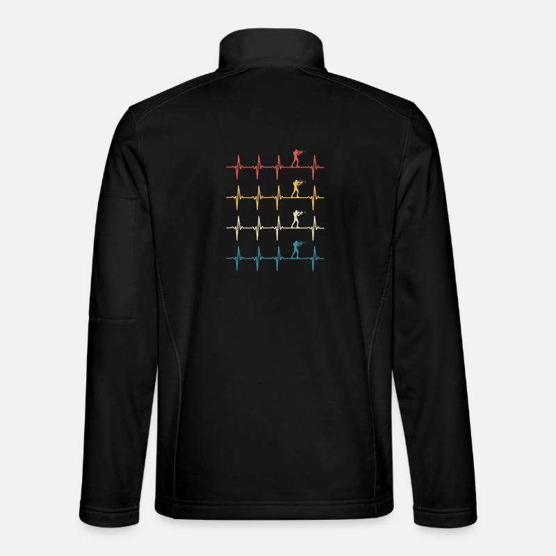 Biathlon-Herzschlag-Retro-Biathlet - Unisex Softshelljacke - Schwarz