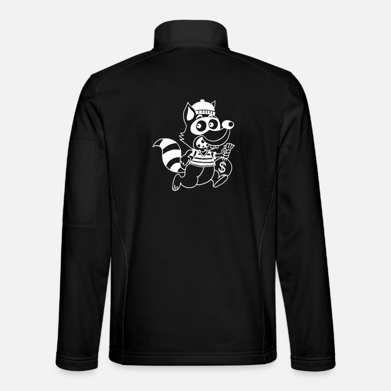 Thief Raccoon (White) - Unisex Softshell Jacket - black