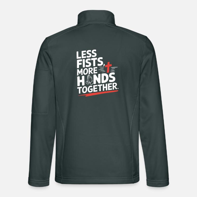 Moins de poings, plus de mains ensemble Prière Veste en tissu softshell Unisexe