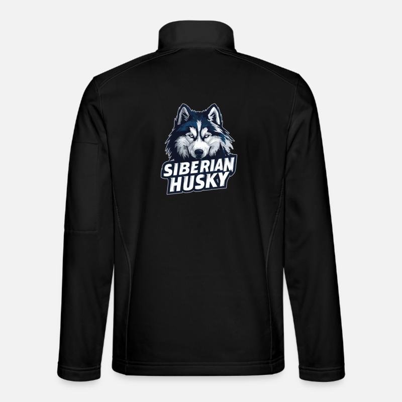 Siberian Husky Head Illustration - Unisex Softshell Jacket - black