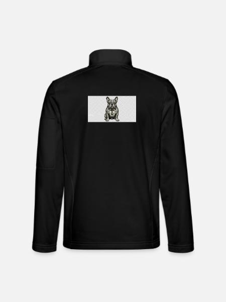 Tattoo Bulldog Gris mit Grünem Anhänger - Unisex Softshelljacke - Schwarz - Hinten