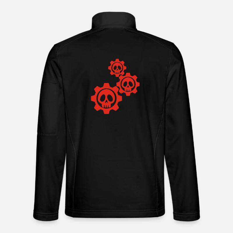 Crânes et engrenages rouges Veste en tissu softshell Unisexe