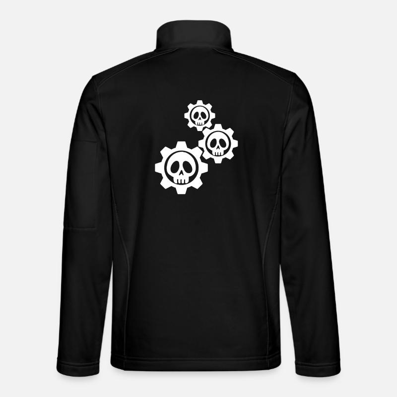 White skulls and gears - Unisex Softshell Jacket - black