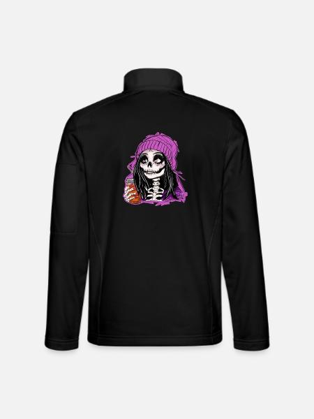 Skelett Mädchen im Lila Hoodie - Unisex Softshelljacke - Schwarz - Hinten