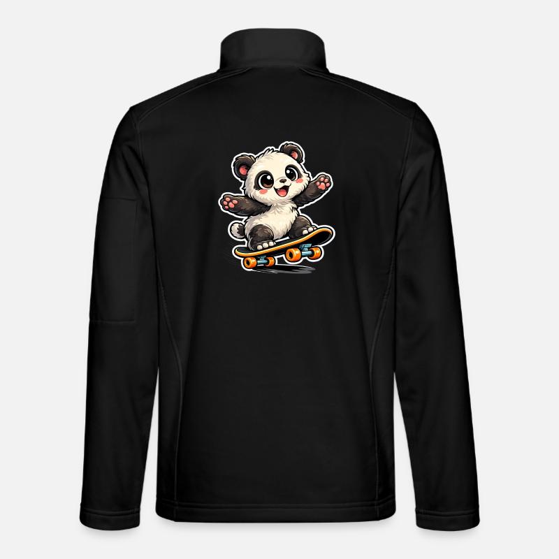 Panda Skateboard Joy - Unisex Softshell Jacket - black