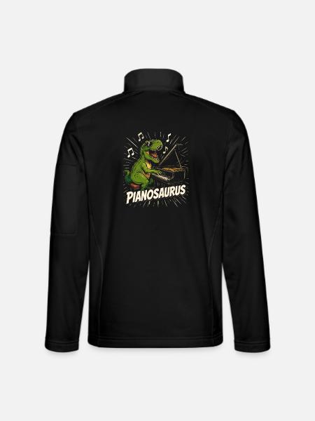 Fun Pianist Dinosaur - Unisex Softshell Jacket - black