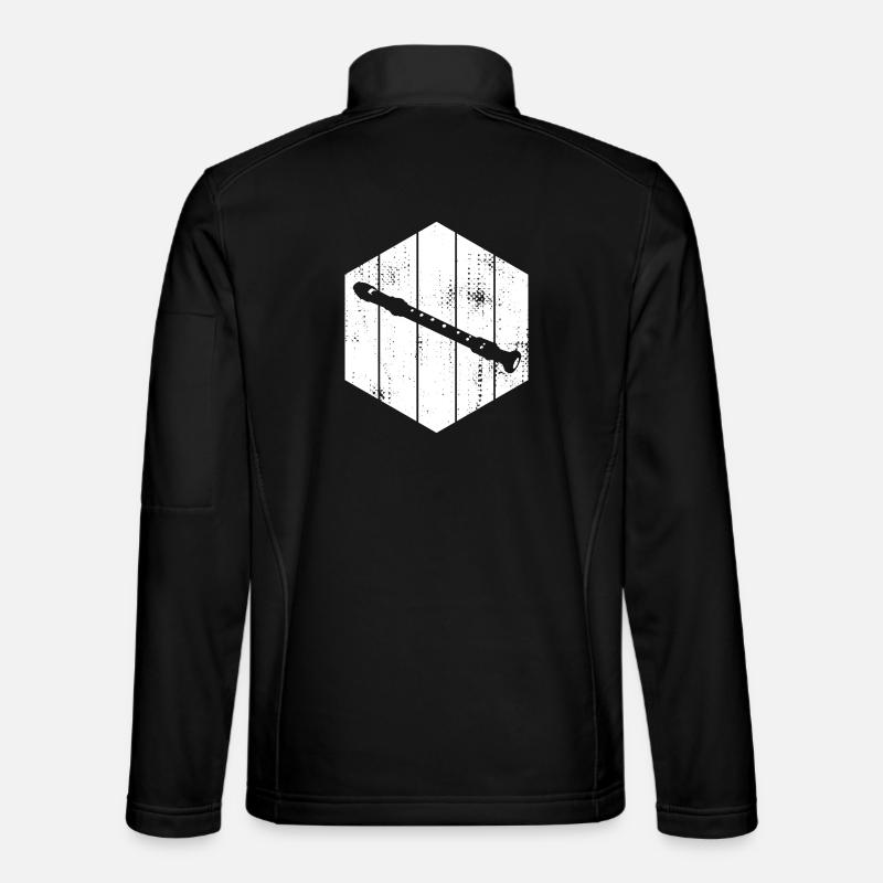 Flute Drawing - Unisex Softshell Jacket - black