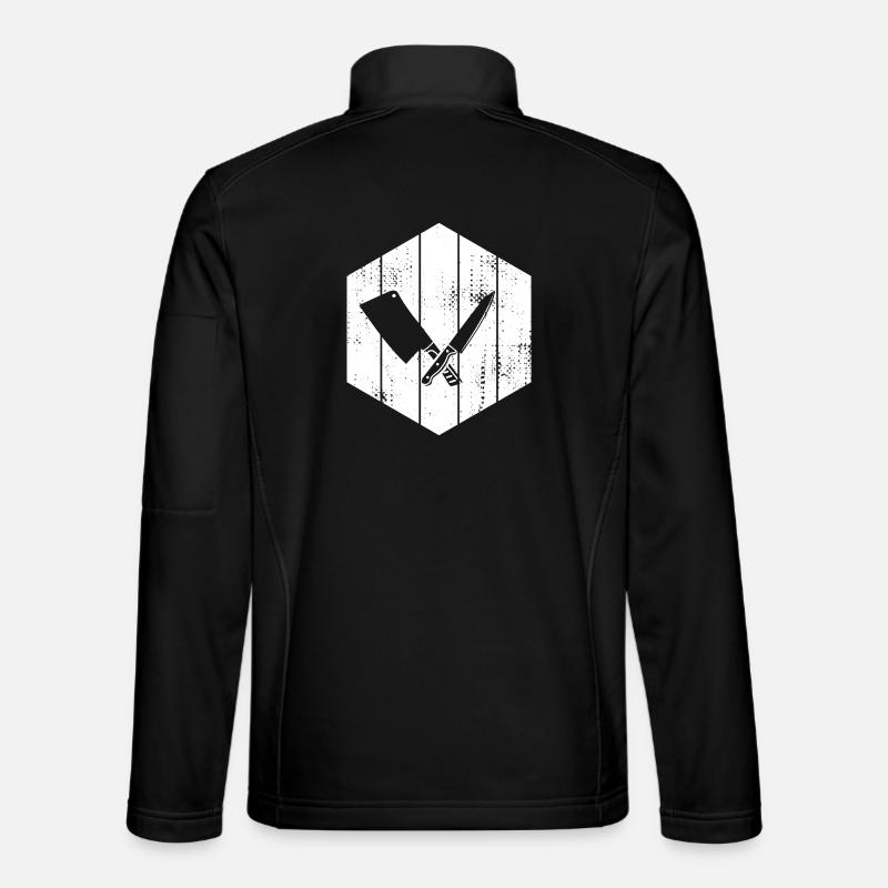 Knife Cleaver Drawing - Unisex Softshell Jacket - black