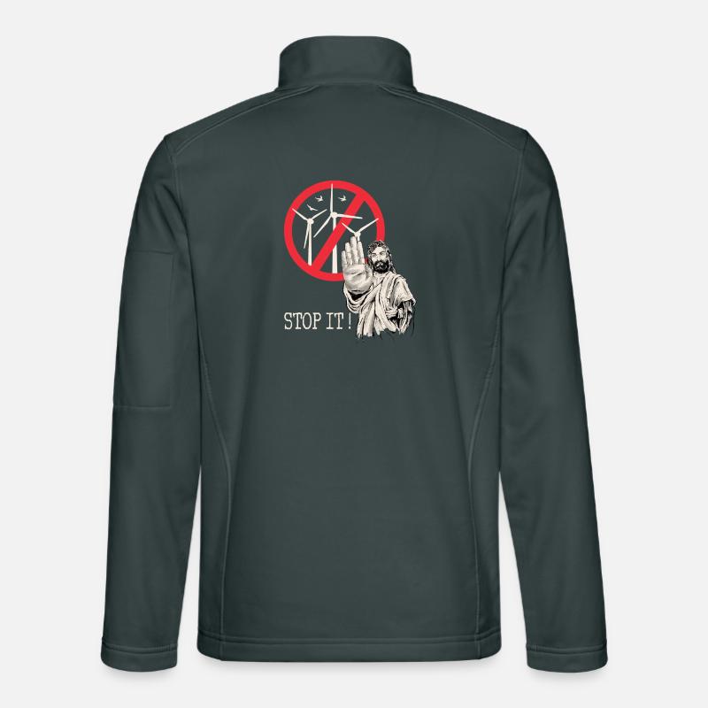 Jésus dit stop à l’énergie éolienne Veste en tissu softshell Unisexe