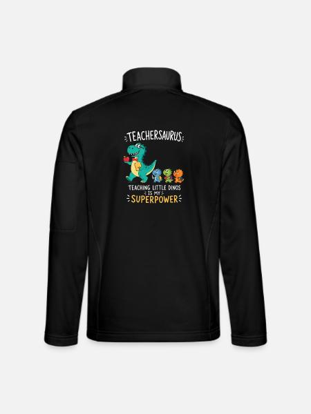 Teachersaurus Teacher Humor with Little Dinosaur - Unisex Softshell Jacket - black - Back