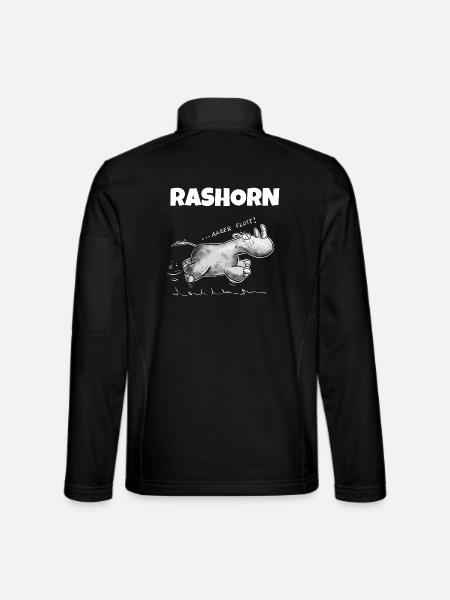 Rennendes Nashorn Rashorn Wortspiel - Unisex Softshelljacke - Schwarz - Hinten