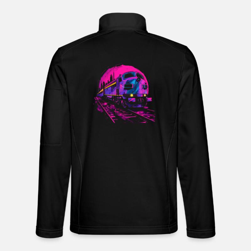 Retrowave Eisenbahn - Unisex Softshelljacke - Schwarz