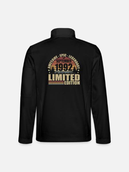 1992 septembre 1992 Anniversaire septembre 1992 - Veste en tissu softshell Unisexe - noir