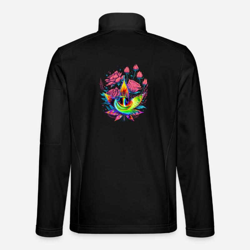 Psychedelisches Cannabisblatt mit Drachenauge Unisex Softshelljacke