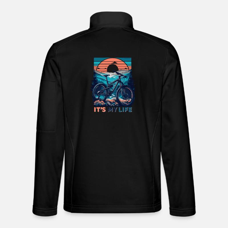 VTT coucher de soleil aventure design - Veste en tissu softshell Unisexe - noir