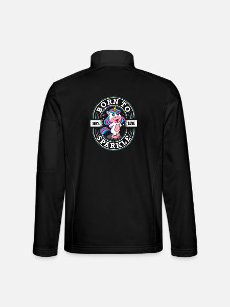 Geboren zu Funkeln - Süsses Einhorn - Glitzer - Unisex Softshelljacke - Schwarz - Hinten