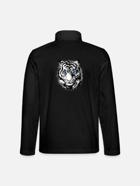 Tiger Head - White Tiger - Cat Wildcat - Unisex Softshell Jacket - black