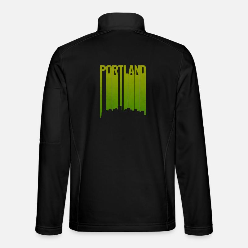Portland Skyline Bright Green - Unisex Softshell Jacket - black